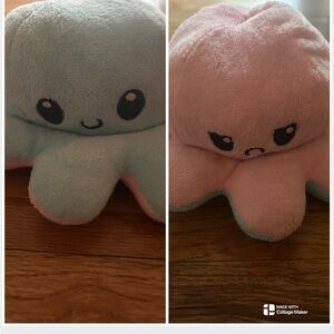 Reversible Blue and Pink Octopus Plush Toy